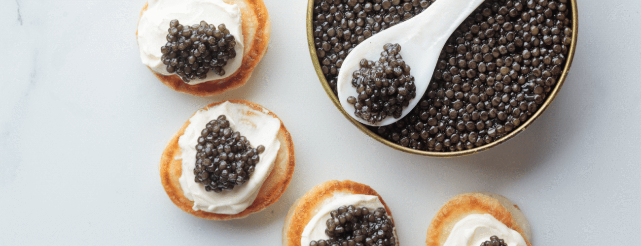 Ockap Caviar: Beluga, Kaluga, Osetra, Sevruga.